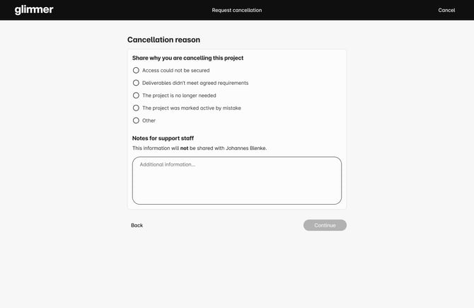 Cancellation - Step 2 - Reason